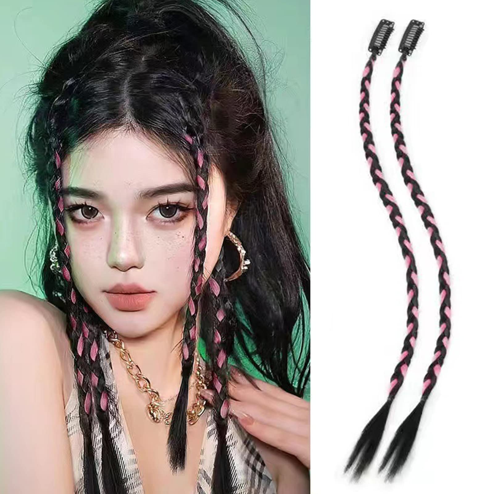 NICENEEDED 6 PCS Clip in Braid Hair Extensions, 18 Inch Braids